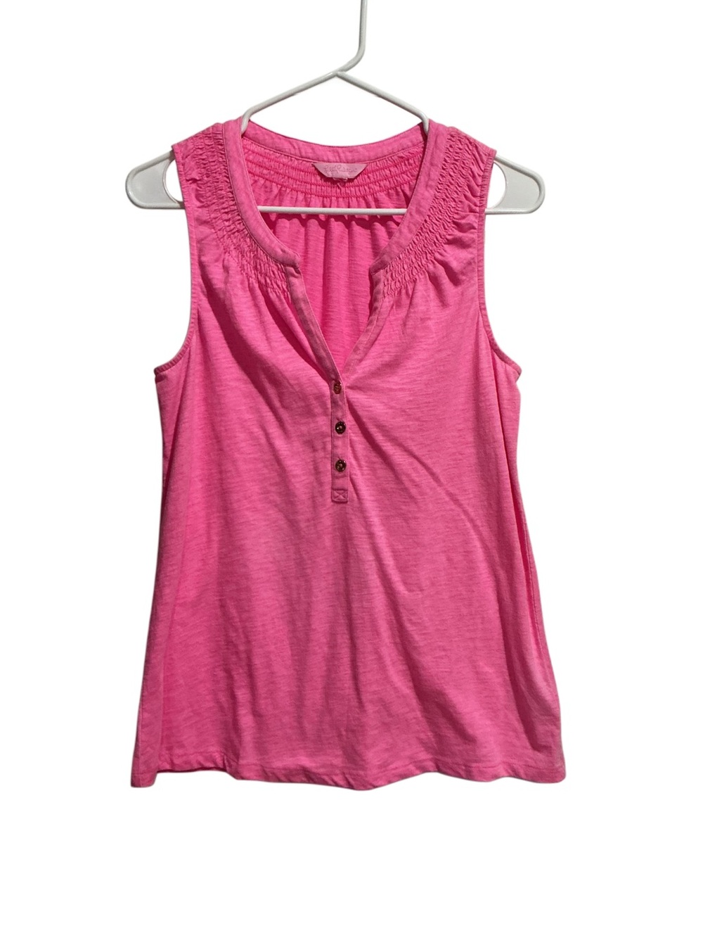 Lilly Pulitzer Essie Sleeveless Tank Top Pink Smock V-neck